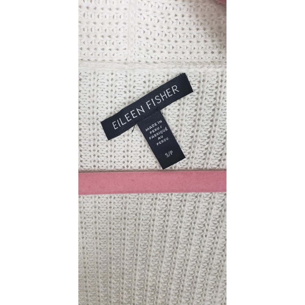 Eileen Fisher White Organic Cotton Tencel Ribbed Open Front Cardigan Sweater SP - Picture 3 of 7